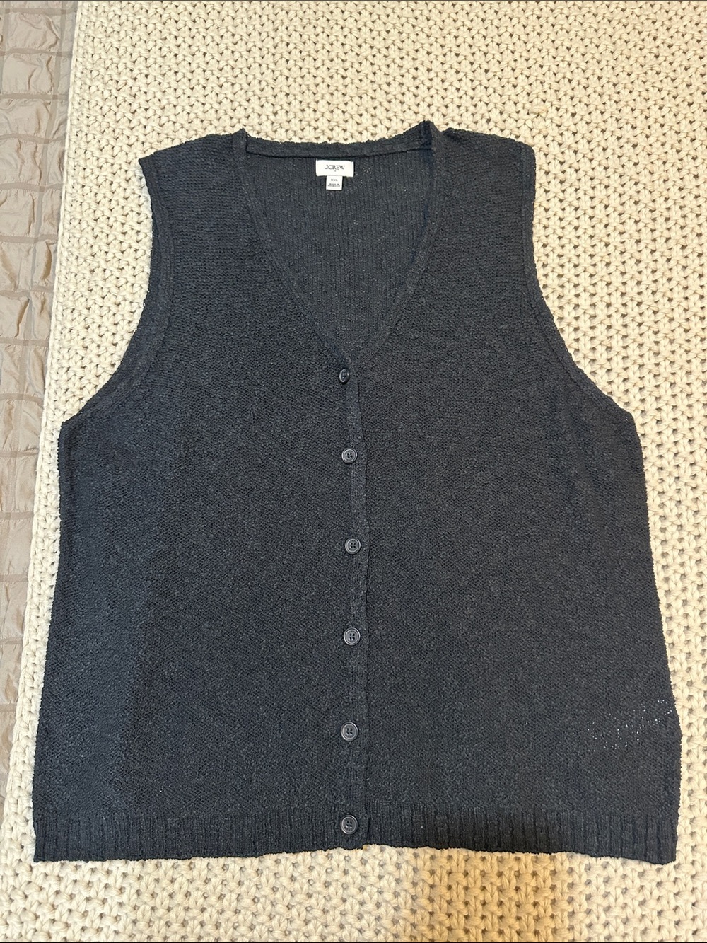 J. Crew Black Button-Front V-Neck Sweater Vest